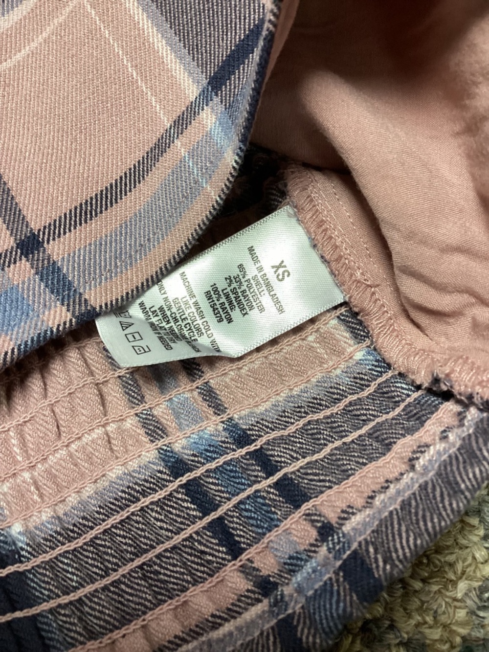 Aeropostale Plaid Pink and Navy Crop Cami Top Size XS - Picture 4 of 6